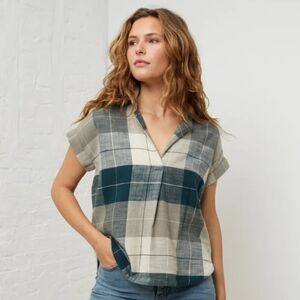 Upwest Green and Cream Plaid Shirt XSmall